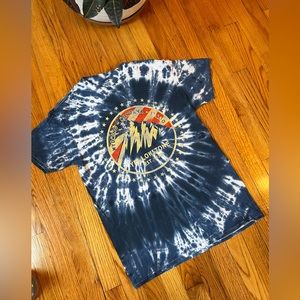 “Yellowstone” graphic short sleeve cotton t-shirt; navy blue tie dye